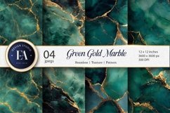 Emerald Green Marble Gold Detail Seamless Digital Paper Product Image 1