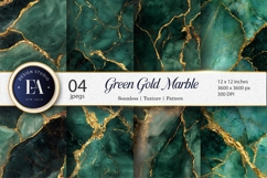 Emerald Green Marble Gold Detail Seamless Digital Paper Product Image 1