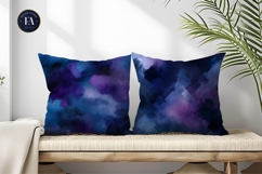 Deep Blue Purple Moody Watercolor FX Digital Paper Product Image 2