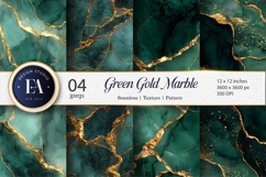 Luxury Emerald Marble with Gold Texture Digital Paper Product Image 1