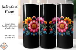 Embroidered Flowers Tumbler Sublimation Wrap Product Image 1