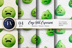 Emoji Face Watercolor Bold Expression Seamless Digital Paper Product Image 1