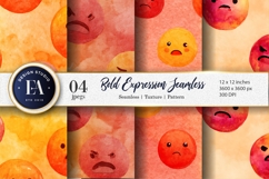 Bold Expression Watercolor Emoji Face Digital Paper Product Image 1