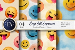 Seamless Watercolor Clown Faces Pattern Digital Paper Product Image 1