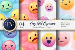 Seamless Watercolor Emoji Bold Expression Digital Paper Product Image 1