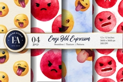 Watercolor Seamless Clown Faces Pattern Digital Paper Product Image 1