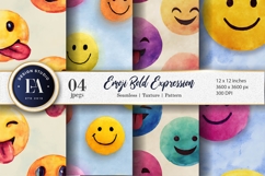 Clown Faces Watercolor Seamless Pattern Digital Paper Product Image 1