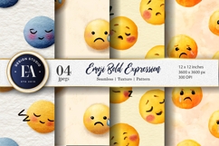 Playful Watercolor Clown Faces Seamless Digital Paper Product Image 1