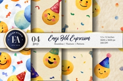 Artistic Watercolor Clown Faces Seamless Digital Paper Product Image 1