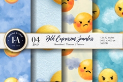 Bold Watercolor Emoji Face Seamless Expression Digital Paper Product Image 1