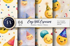 Artistic Watercolor Clown Faces Seamless Digital Paper Product Image 1