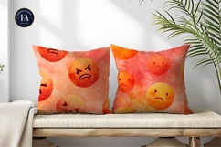 Watercolor Emoji Face Expression Seamless Digital Paper Product Image 2