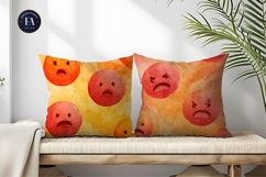 Bold Expression Watercolor Emoji Face Digital Paper Product Image 2