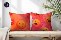 Watercolor Emoji Face Expression Seamless Digital Paper Product Image 2