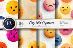 Expression Emoji Face Bold Watercolor Digital Paper Product Image 1