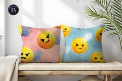 Watercolor Bold Emoji Face Expression Seamless Digital Paper Product Image 2