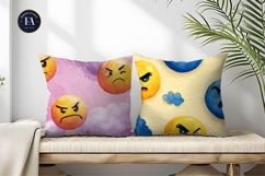 Bold Watercolor Emoji Face Seamless Expression Digital Paper Product Image 2