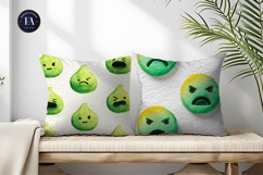 Watercolor Emoji Face Bold Expression Seamless Digital Paper Product Image 2