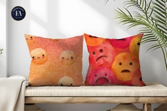 Bold Expression Watercolor Emoji Face Digital Paper Product Image 2