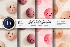 Watercolor Pastel Pleading Face Emoji Seamless Digital Paper Product Image 1