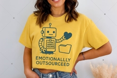 Emotionally Outsourced PNG, Funny Robot Feelings Graphic, Ka Product Image 2