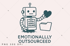 Emotionally Outsourced PNG, Funny Robot Feelings Graphic, Ka Product Image 1