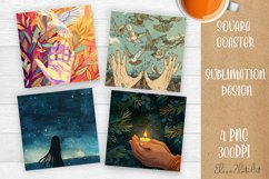 Tarot Card Funny, Square Coaster, Sarcastic Sublimation Product Image 1