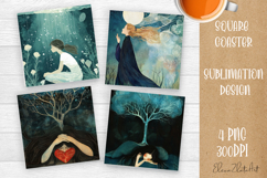 Tarot Card Funny, Square Coaster, Sarcastic Sublimation Product Image 1