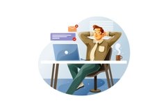 Employees sit relaxed in their workplaces Product Image 1