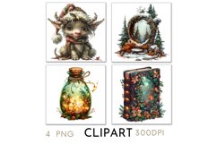 Enchanted Christmas Illustrations Watercolor Clipart PNG