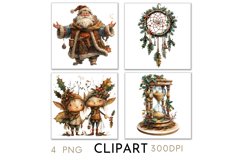 Enchanted Christmas Illustrations Watercolor Clipart PNG