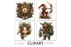 Enchanted Christmas Illustrations Watercolor Clipart PNG