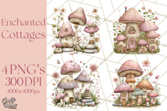 Enchanted Fairy Cottages Clipart PNG, Pastel Woodland Product Image 1