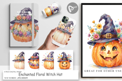 Enchanted Floral Witch Hat Digital Paper Product Image 1