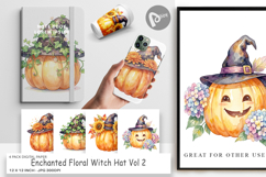 Enchanted Floral Witch Hat Digital Paper Product Image 1