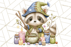 Woodland Witch Animals Clipart, Whimsical Halloween PNG Product Image 4