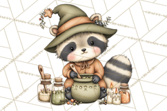 Woodland Witch Animals Clipart, Whimsical Halloween PNG Product Image 5