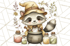 Woodland Witch Animals Clipart, Whimsical Halloween PNG Product Image 3