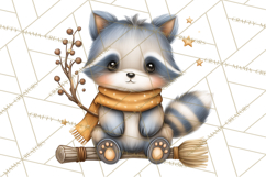 Woodland Witch Animals Clipart, Whimsical Halloween PNG Product Image 4