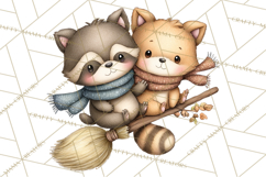 Woodland Witch Animals Clipart, Whimsical Halloween PNG Product Image 3