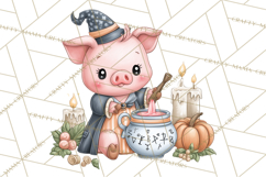 Woodland Witch Animals Clipart, Whimsical Halloween PNG Product Image 4