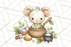 Woodland Witch Animals Clipart, Whimsical Halloween PNG Product Image 5