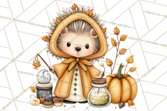 Woodland Witch Animals Clipart, Whimsical Halloween PNG Product Image 2