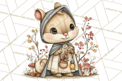 Woodland Witch Animals Clipart, Whimsical Halloween PNG Product Image 4