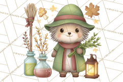 Woodland Witch Animals Clipart, Whimsical Halloween PNG Product Image 3