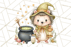 Woodland Witch Animals Clipart, Whimsical Halloween PNG Product Image 5