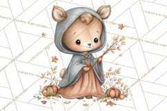 Woodland Witch Animals Clipart, Whimsical Halloween PNG Product Image 5