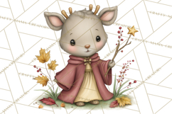 Woodland Witch Animals Clipart, Whimsical Halloween PNG Product Image 4