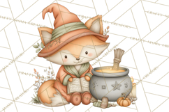 Woodland Witch Animals Clipart, Whimsical Halloween PNG Product Image 3