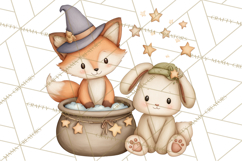 Woodland Witch Animals Clipart, Whimsical Halloween PNG Product Image 4